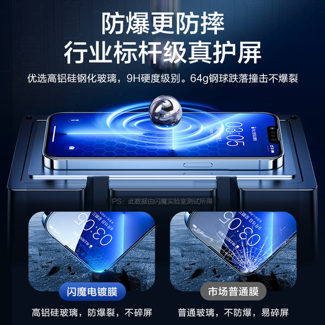Flash Magic Applicable to Apple 13 tempered film 15 promax new 14 full screen iPhone 17 pro cover 13 13 mini explosion-proof 12 mobile phone ip14Pro Max anti-fall 11 protective film