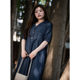 Beautiful Inn Blues Slow Walking Dress Summer Soft Denim Lapel Large Size Women's Loose Casual Retro Denim Skirt
