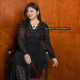 Beautiful Inn Original High-end Large Size Women's Clothing Belly Slimming and Fat mm200Jin [Jin equals 0.5 kg] V-neck Black Lace Dress
