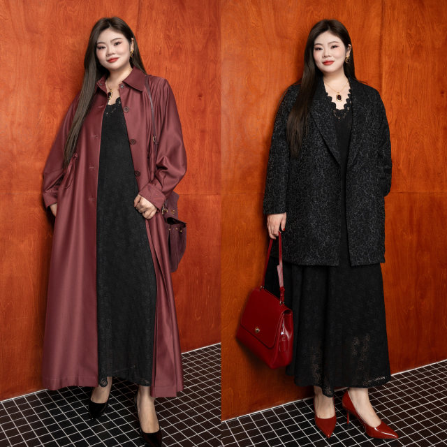 Beautiful Inn Original High-end Large Size Women's Clothing Belly Slimming and Fat mm200Jin [Jin equals 0.5 kg] V-neck Black Lace Dress
