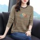 Middle-aged mother autumn long-sleeved 2025 new round neck plus fat pure cotton ladies hot selling tops striped t-shirt