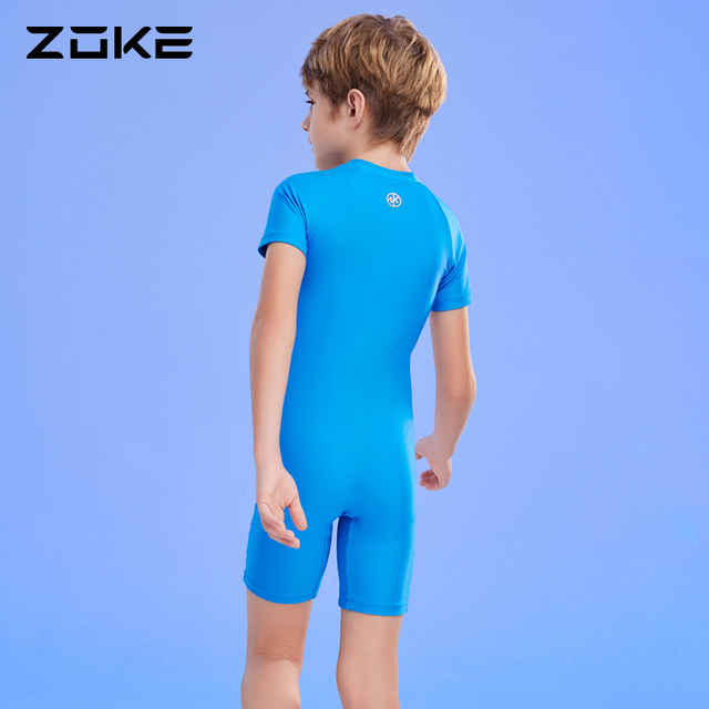 Zhuke children's swimsuit one-piece flat corner swimming training sun protection quick-drying hot spring medium and big children's new boys swimsuit