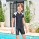 Zhouke children's swimsuit one-piece boxer short-sleeved swimming training zoke boys hot spring quick-drying swimming trunks for middle and large children
