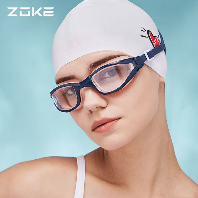 Zhouke swimming goggles women's high-definition waterproof and anti-fog professional zoke women's myopia glasses adult swimming cap swimsuit