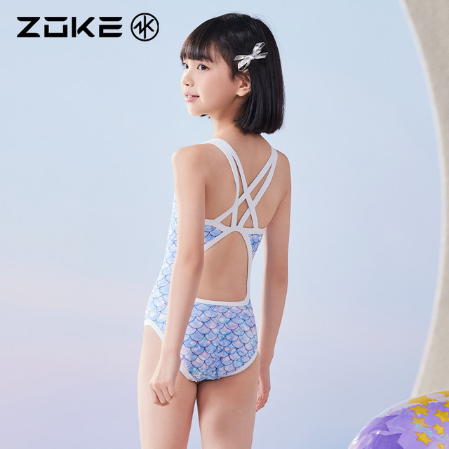 Zhouke children's swimsuit girls one-piece triangle new style medium-sized children girls mermaid swimsuit professional swimming training