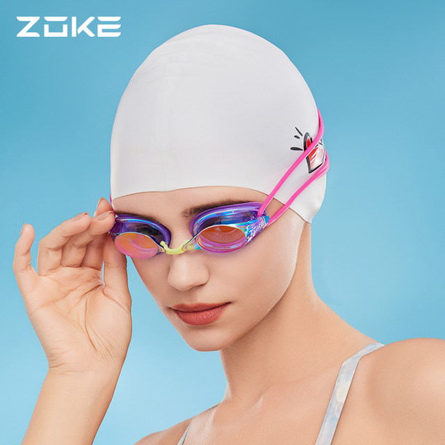 Zhouke electroplated swimming goggles high-definition waterproof and anti-fog adult women's myopia men's professional swimming training racing glasses