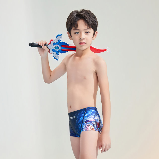 Zoke children's swimsuit flat corner professional swimming training zoke Ultraman Tiga boys quick-drying competition swimming trousers