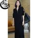 Takaitar skirt half zipper mid -length autumn and winter 2024 new high -grade high -end knitted knee long skirt dress
