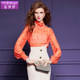 
Fei Mengyi printed design shirt women's long-sleeved spring outfit high-end fashionable and light and transparent small top