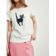 Spot cute age-reducing fun printed round neck short sleeve slim T-shirt top for women
