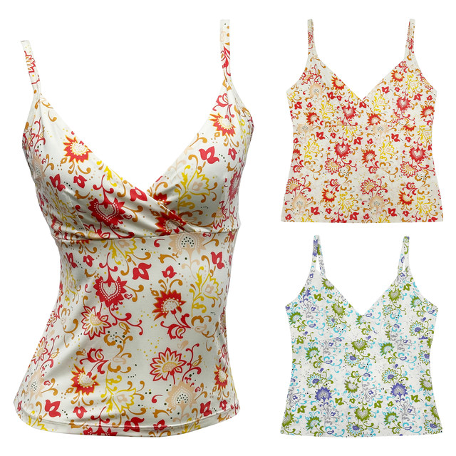 
Riza Yaya 90s hot girl street fashion casual colorful retro floral print short vest suspender