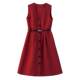 Smaller popular red V-neck skirt 2025 spring and autumn new slim woolen vest skirt sleeveless dress