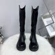 Genuine leather long boots 2025 high tube knight boots women's height increase 6cm thick sole waterproof platform women's motorcycle boots thin boots