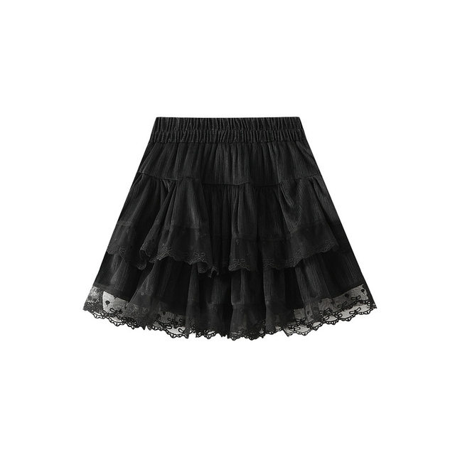 Lace fluffy cake short skirt for women in autumn new large size fat mm high waist slim small a-line gauze skirt 98060