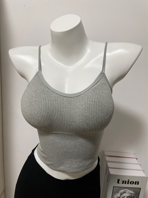 Stay, stay, stay! B eyes are in! Korean detachable breast pad camisole versatile short sexy tight bottoming shirt