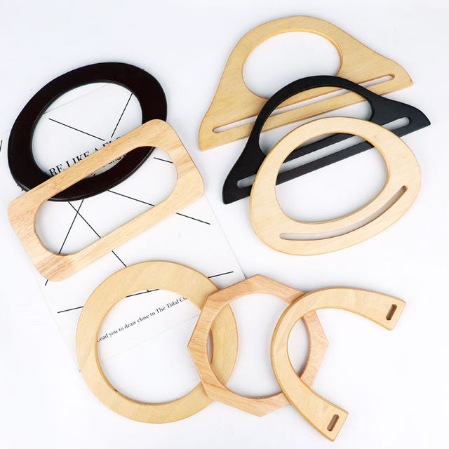 Bag accessories hand-held wooden ring D-shaped hand-held DIY hand-held ring material hand-woven wooden ring wheat ear bag hand-held bamboo joint