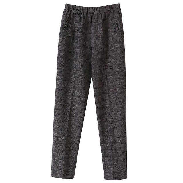Middle-aged and elderly mother's pants women's cotton trousers plus velvet trousers grandma and old lady loose middle-aged autumn and winter straight winter style
