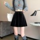 Gold velvet umbrella skirt autumn and winter slim short skirt large size black versatile fluffy skirt pear-shaped Korean A-line pleated skirt for women