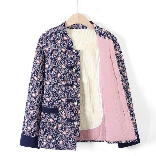 Mom's winter Chinese style thickened camel velvet plus velvet cotton jacket middle-aged and elderly warm winter clothes cotton jacket cotton jacket grandma jacket