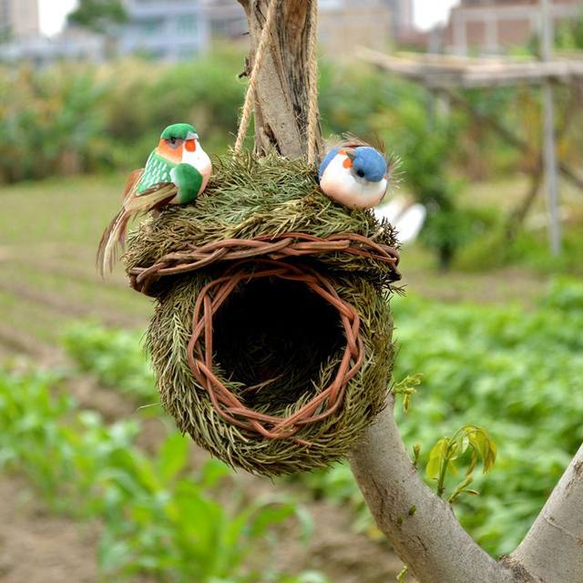 Simulation Bird Nest Decoration Simulation Grass Bird Nest Creative Home Decoration Gardening Green Plant Decoration Rural Wind