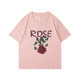 American street trend brand pink short -sleeved T -shirt female 2024 early spring new loose cotton positive shoulder half -sleeved top
