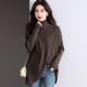 Autumn half-high neck lazy style design wool sweater for women 2024 loose large-size top bat sleeve sweater
