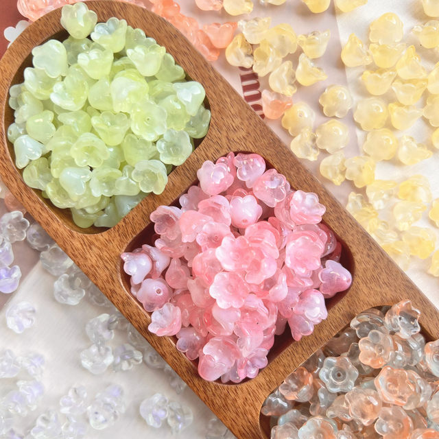 Ancient wind lily of the whiteland, glazed bead clothing accessories 2024 new product bracelet glass loose bead handmade DIY material
