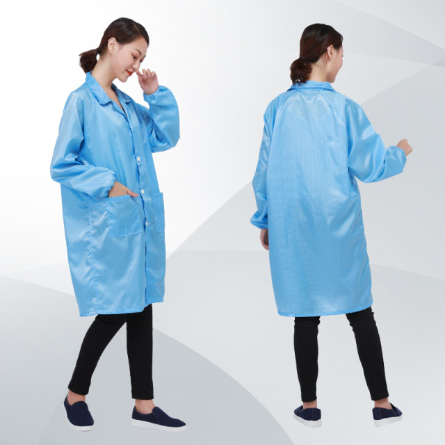 Antistatic clothing long work clothes hooded dust-free coat electronics factory blue and white dust coat men and women food factory protection