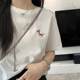 Embroidered pony pure cotton white short-sleeved T-shirt for women 2025 new student large size loose versatile couple outfits for men and women
