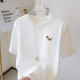 Embroidered pony pure cotton white short-sleeved T-shirt for women 2025 new student large size loose versatile couple outfits for men and women
