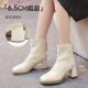 
Best Picture 25 winter shopping mall new high-heeled white short boots plus velvet French slim ankle boots for women