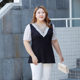 Fat MM large size women's summer loose slim romantic French lace lace V-neck short-sleeved spliced ​​chiffon shirt top
