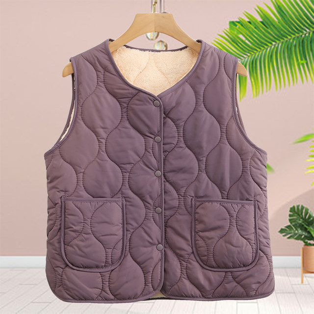 Middle-aged and elderly women's cotton vest, mother's clothing, autumn and winter velvet thickened vest, grandma's warm vest, old lady's waistcoat