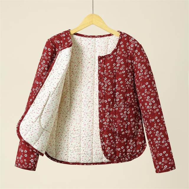 Comfortable winter cotton-padded jacket with small cotton jacket and inner liner floral girl, middle-aged and elderly grandma warm cotton coat coat cotton coat
