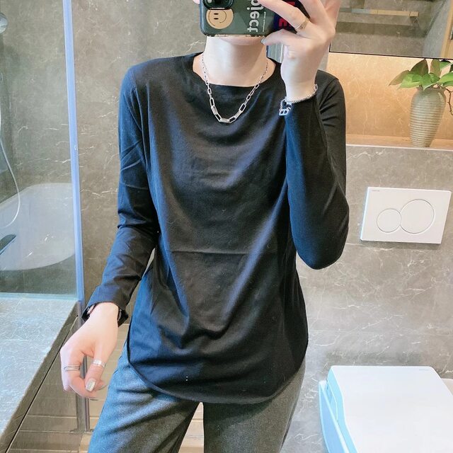 Newchoice Women's Batwing Long Sleeve T-Shirt - Loose Fit Round Neck Tunic Top, Black, Medium - View #10