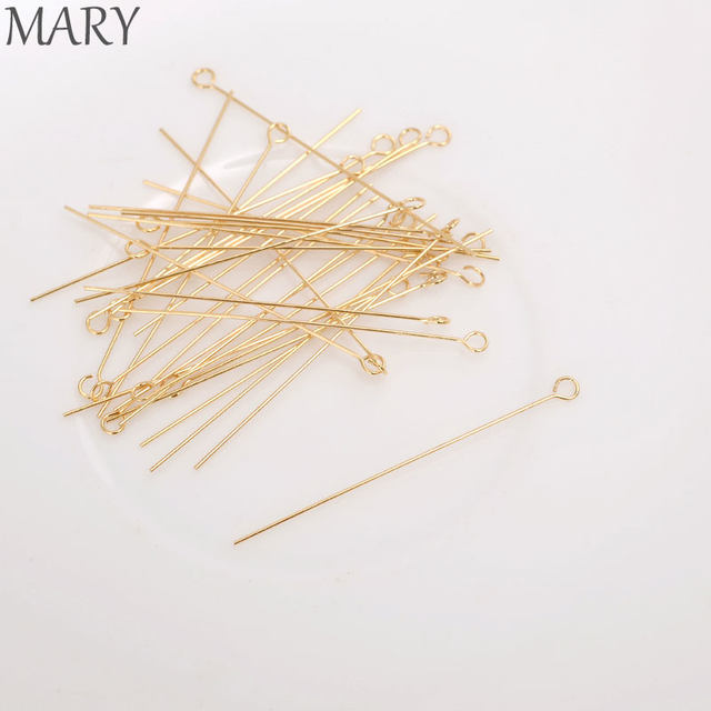 14K bag gold guarantee T -shaped needle 9 needle round head handmade DIY jewelry pearl accessories beading flat head needle small accessories
