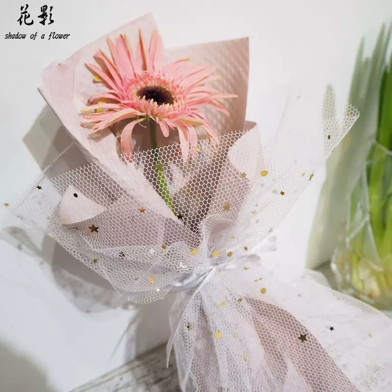 星月纱烫金鲜花花束包装纸网纱玫瑰纱网包花材料