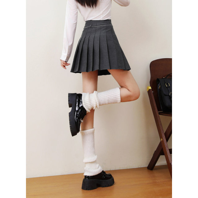 Mikibana college style basic versatile pleated skirt JK high waist short skirt commuter skirt pants skirt J41BK3039
