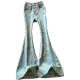Retro printed big flared jeans for women in spring and autumn 2025 new style high-waisted slim elastic slim trousers