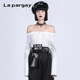 Napajia autumn new women's shirt one-length collar striped design off-shoulder long-sleeved shirt for women's counter genuine