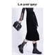 Lapargay Napaja 2023 new women's black skirt personalized fashion asymmetrical mid-length skirt