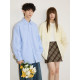 LR MADE 24AW 60 count long-staple cotton simple pressed line versatile solid color square collar long-sleeved shirt