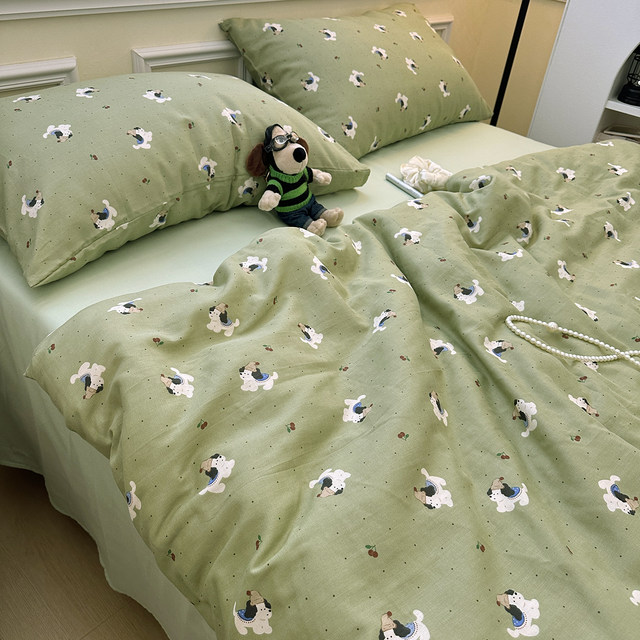 Encounter Rose Full Cotton Maternal and Baby Double Layer Yarn Quilt Cover Single Part 150*200 Student Door Single Double Pure Cotton Quilt Cover