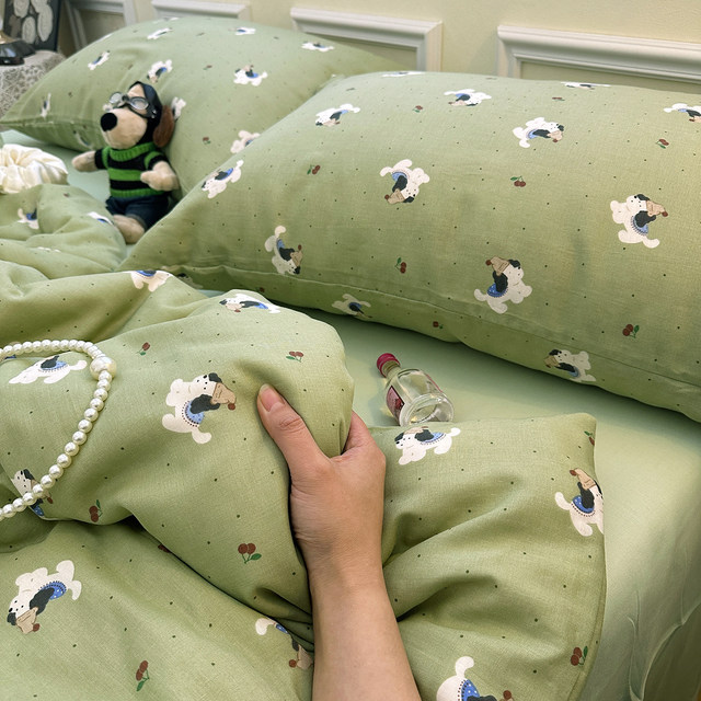 Encounter Rose Full Cotton Maternal and Baby Double Layer Yarn Quilt Cover Single Part 150*200 Student Door Single Double Pure Cotton Quilt Cover