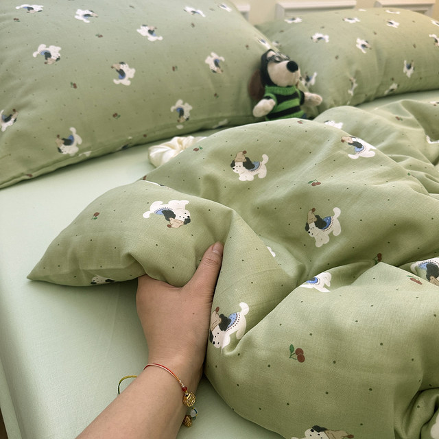 Encounter Rose Full Cotton Maternal and Baby Double Layer Yarn Quilt Cover Single Part 150*200 Student Door Single Double Pure Cotton Quilt Cover