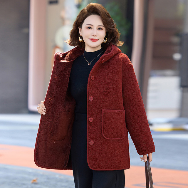 Grandma's winter cotton-padded coat, middle-aged and elderly people's velvet thickened coat, female mother's polar fleece cotton-padded coat, cold-resistant cotton-padded jacket for the elderly