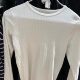 BM hollow net Eye long -sleeved T -shirt women's official website spring and autumn new white lace round necklasses slimming thin top
