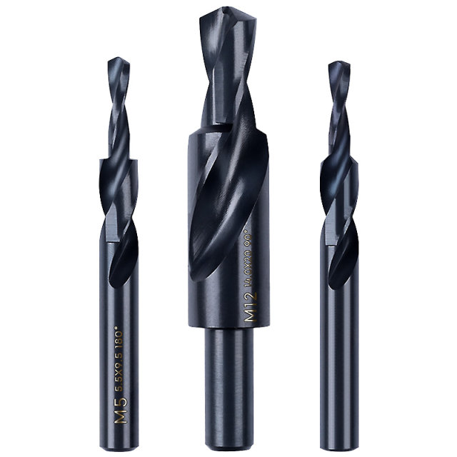 Second-level straight shank step drill step drill bit screw countersunk drill bit second-level drill sub-drill bit countersunk hole drill M3-12