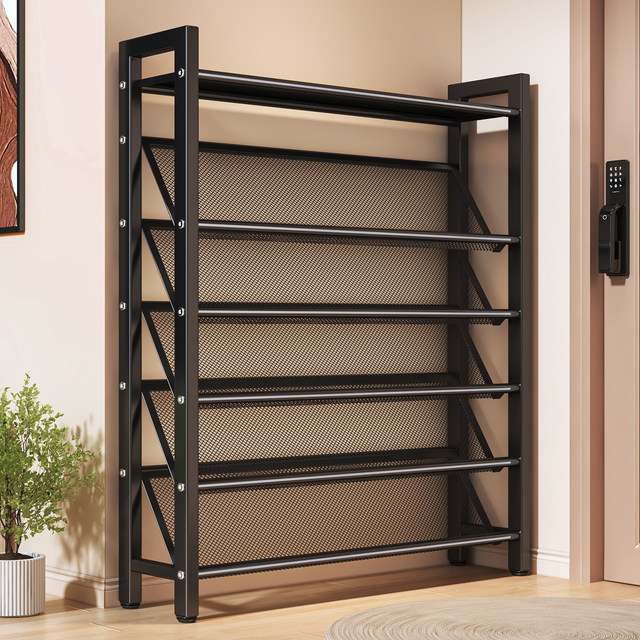 Shoe rack multi-layer home door small narrow good-looking ultra-thin shoe rack storage rack 15cm diagonally placed small simple shoe cabinet