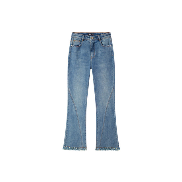 [The same model of the mall] Senma jeans women's hair side trousers street personality 2023 winter new flared pants port wind
